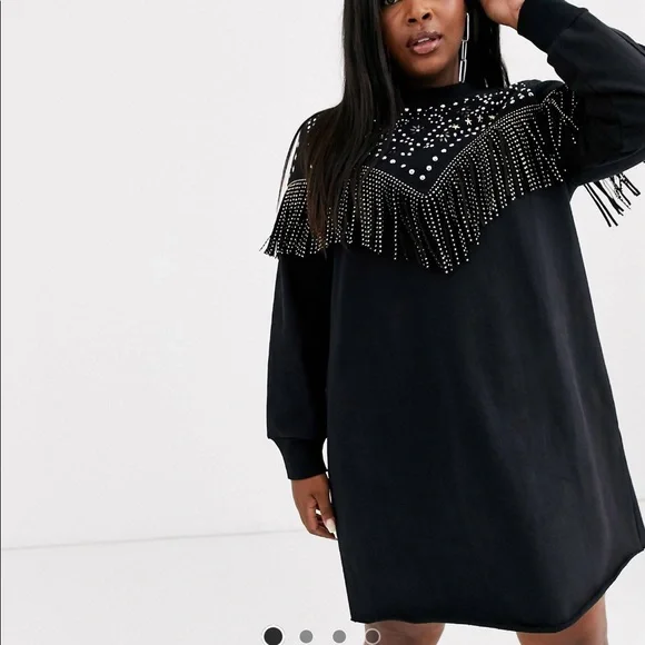 ASOS Curve | Dresses | Asos Design Curve Studded Fringe Sweatshirt Dress |  Poshmark